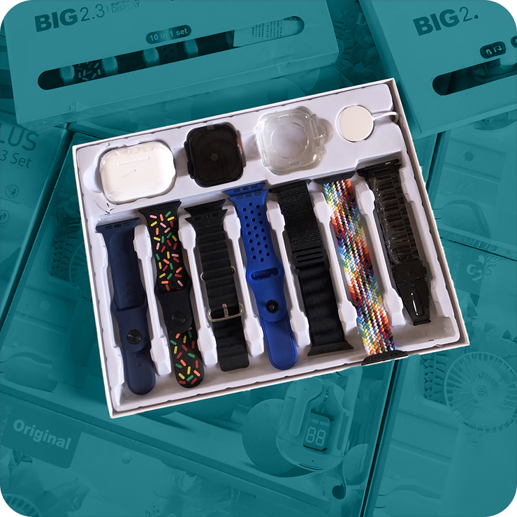 esportic (10 in 1 Set i20 Ultra MAX Suit SmartWatch + ear buds Pro with Transparent Screen Guard Watch with Seven Decorated Straps,Fitness & Outdoor, Health & Medical, Watchphone,(7 Multicolor Straps)