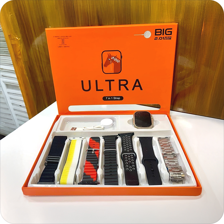 HL STRIKES 7 in 1 combo ultra smart watch T800 silver smart watch